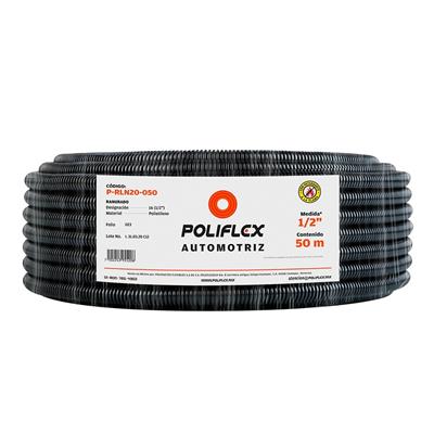 POLIFLEX NEGRO AUTOMOTRIZ RANURADO DE 1/2PG ROLLO 50M