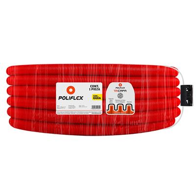 POLIFLEX TRICAPA ROJO RESIDENCIAL ENT C/GUIA 1" ROLLO 50MT