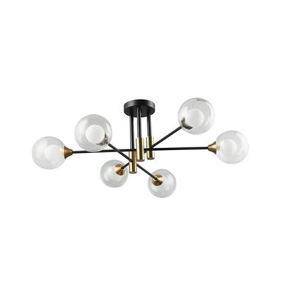 LUM SUSP E27X6 127V SIN LAMPS NEGRO/COBRE CRISTAL ELA