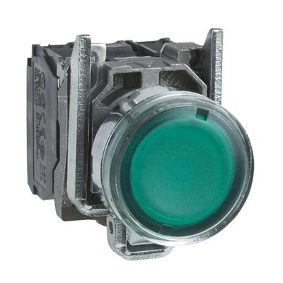 PULSADOR ILUM VERDE NA-NC 24V  CA/CD LED