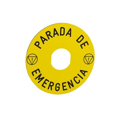 PLACA LEYENDA CON TEXTO PARADA DE EMERGENCIA