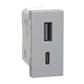 TOMA CARGADOR USB A+C 1MOD 2.4 100-240V ALUM ORION